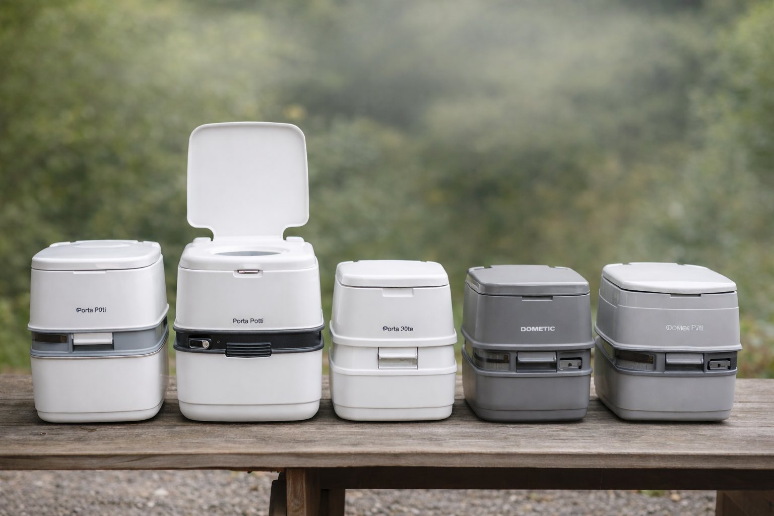 Cassette toilet in an RV bathroom